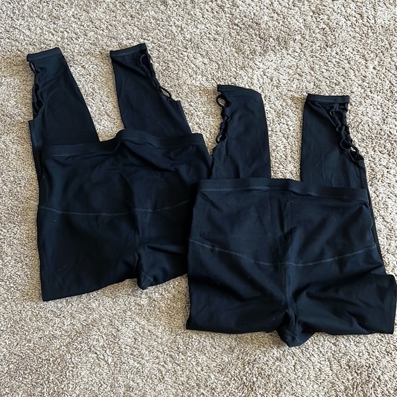 Lot of 2 Old Navy Maternity Lattice Hem Yoga Pants - Picture 2 of 8